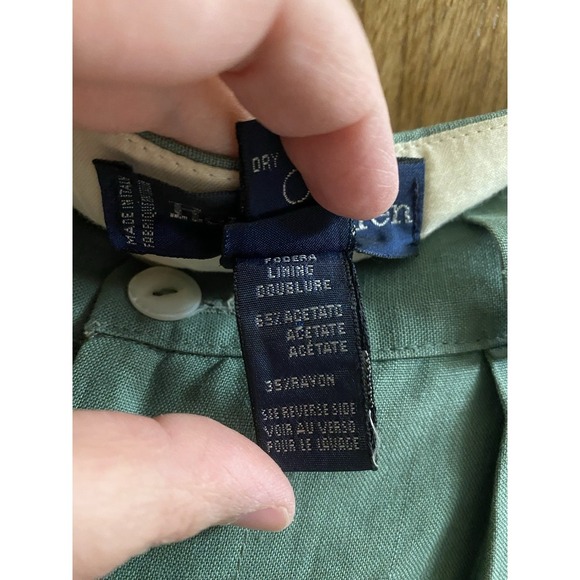 Vintage Ralph Lauren Italian Linen Pencil Skirt Sage Green Button Zip Slit Sz 8 - Picture 15 of 15